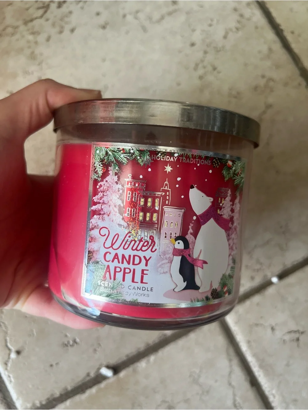 Bath & Body Works Winter Candy Apple 3 Wick Scented Large Candle Discontinued